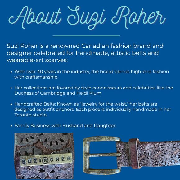 Suzi Roher Leather Belt, Dark Brown Pierced Italian Leather, Etched Brass Buckle main image 6